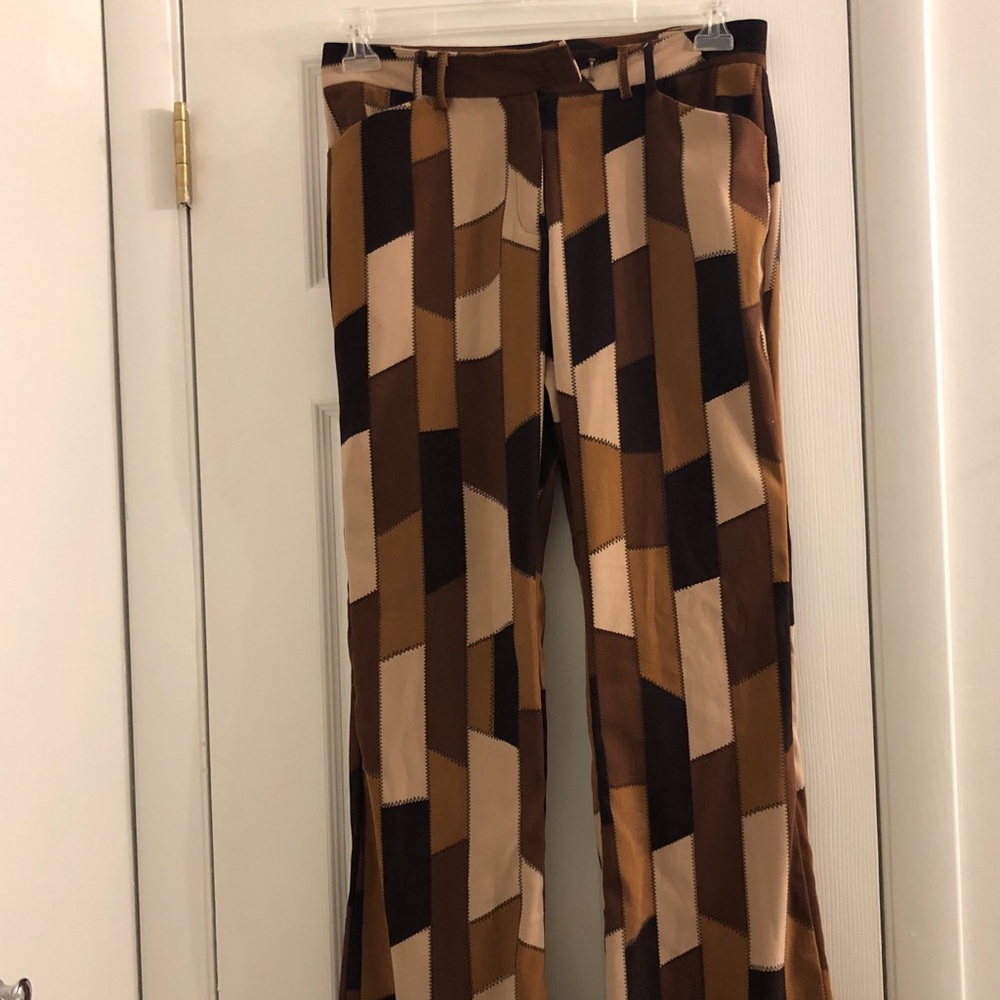 SOLD Retro Patchwork Suede Flare Pants
